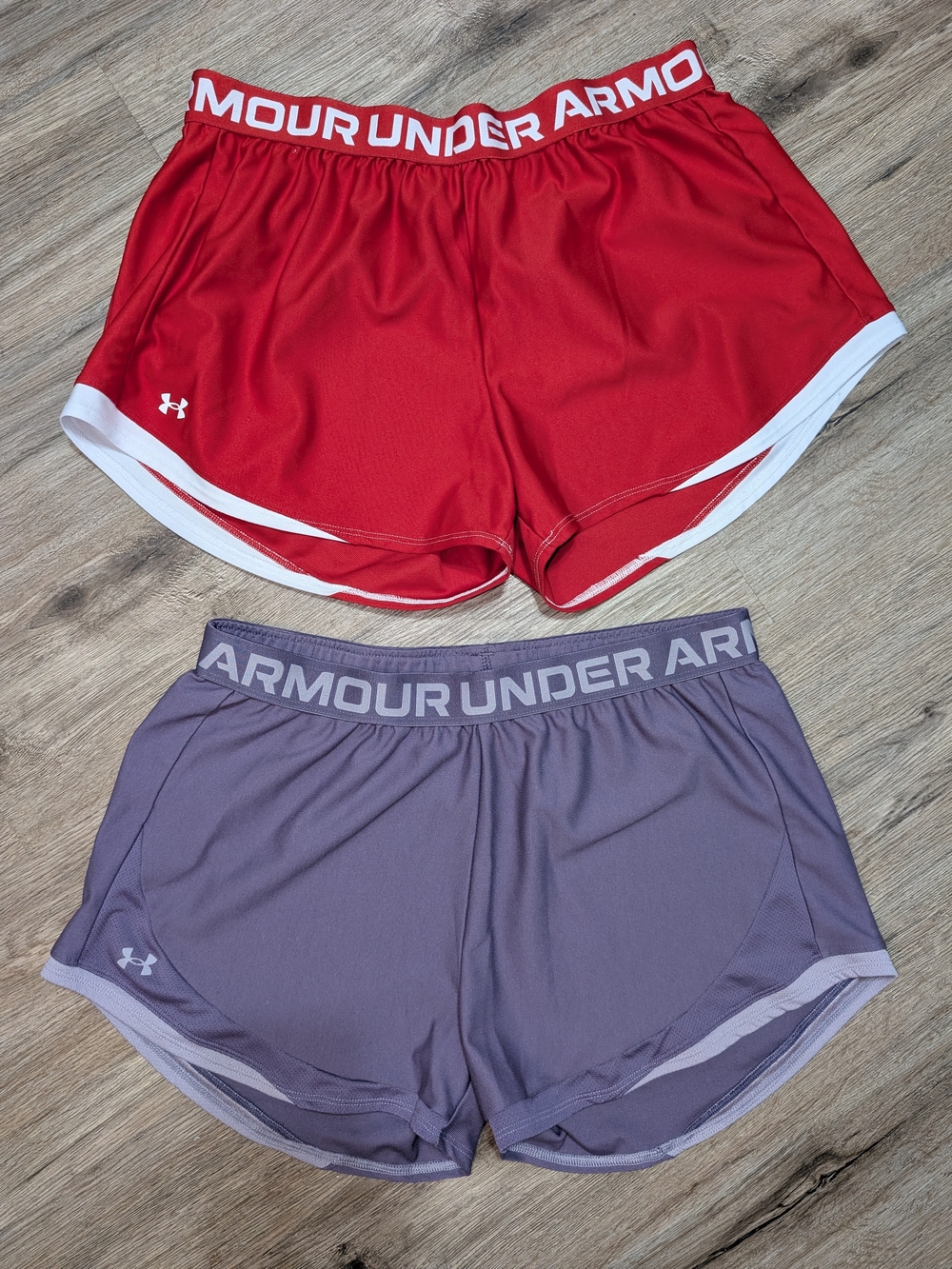 Under Armour Women’s XL Athletic Shorts Bundle Red & Lavender Run Training Gym